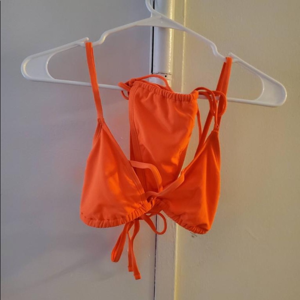Two piece orange swimwear with cover up never worn size M brand New